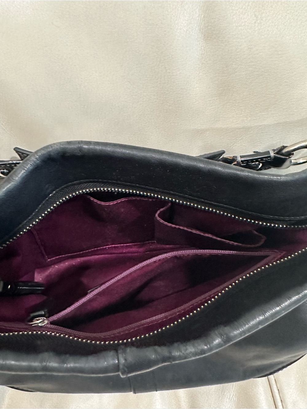 Vintage Coach Carly Black Leather Hobo Shoulder Bag. - Picture 14 of 16